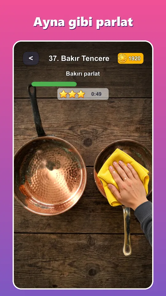 Bakır tencere: ayna gibi parlat